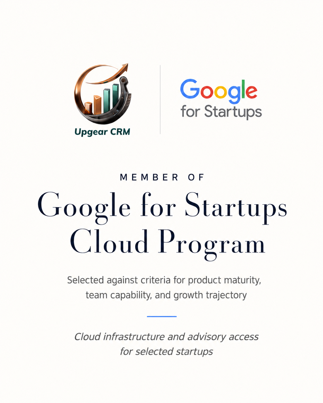 Upgear is a member of the Google for Startups Cloud Program
