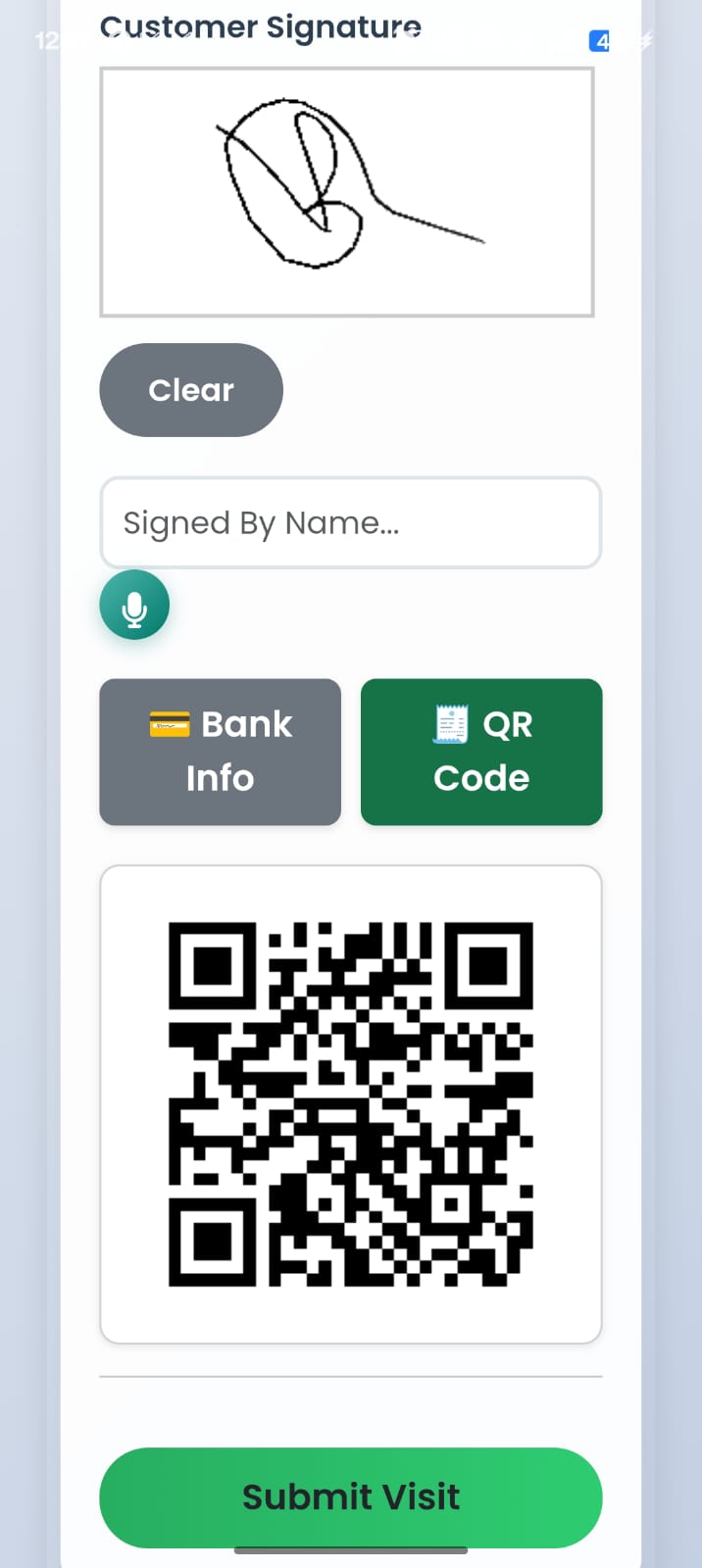Upgear Mitra UPI QR payment collection screen with on-screen confirmation